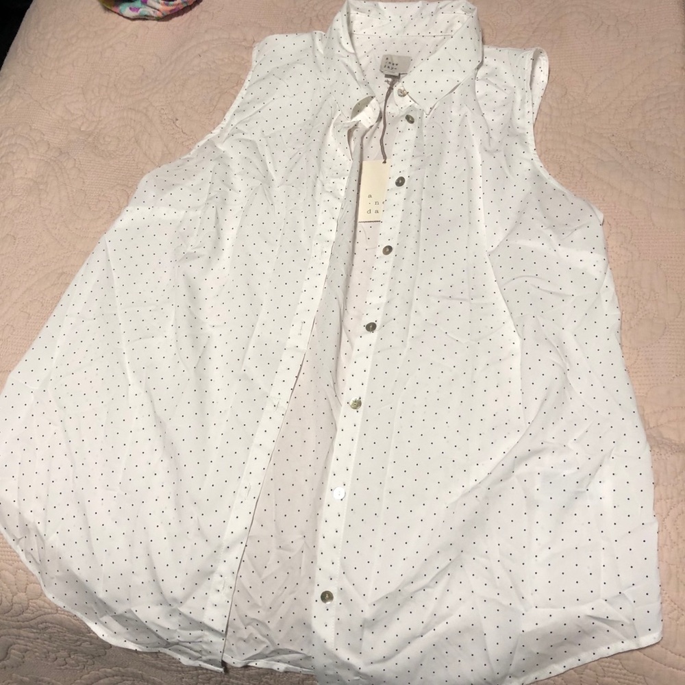 Target A New Day White Polka Dot Button up Shirt